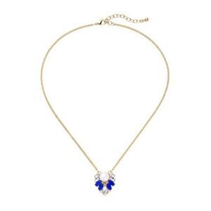 Blue Resin Rhinestone Pearl Minimalist Gold Pendant Necklace